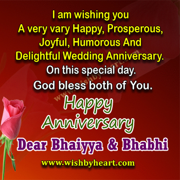Marriage Anniversary Wishes to Bhaiya and Bhabhi - Wish by Heart
